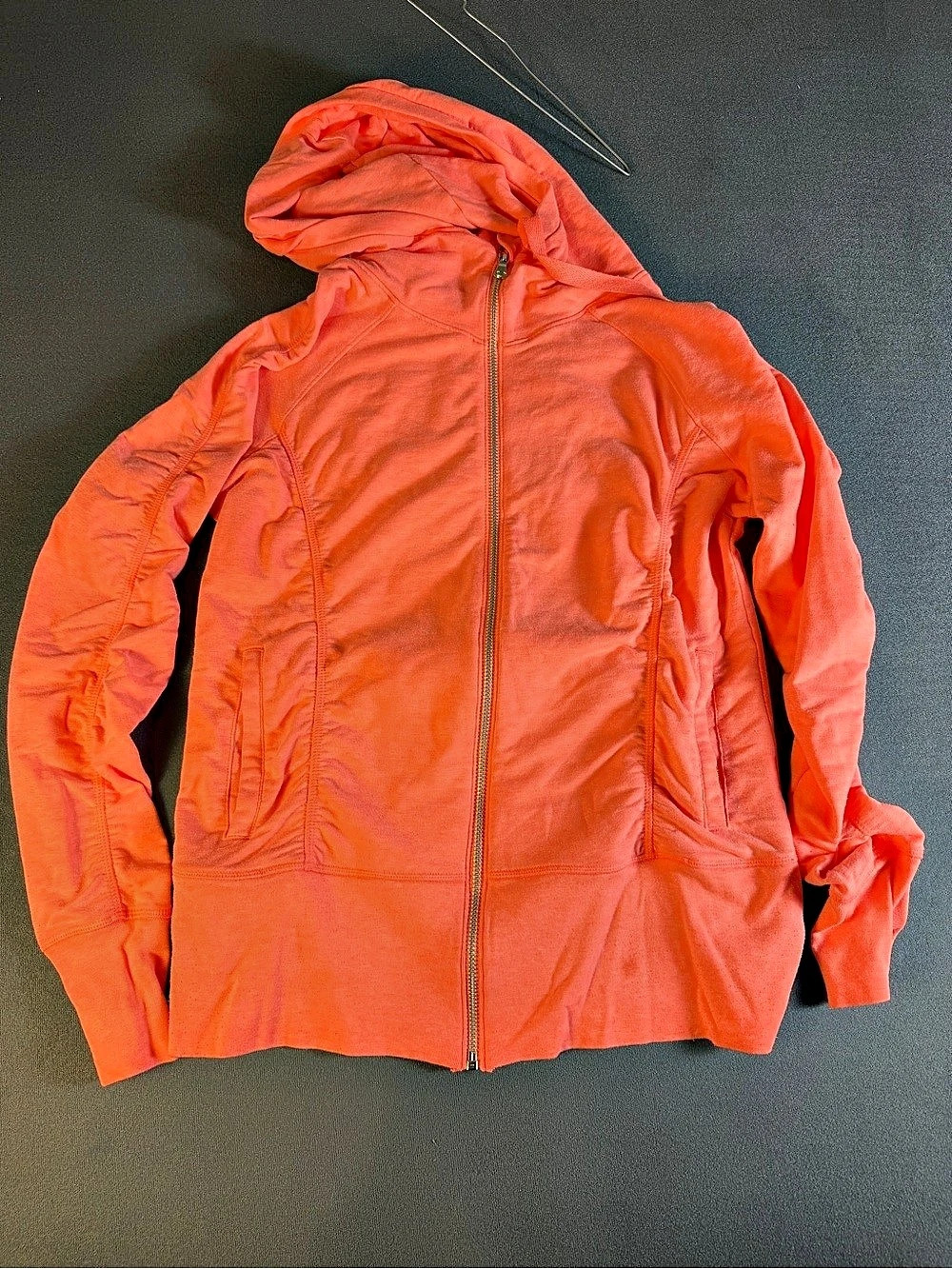 Champion Elite Ruched Seam Hoodie Hooded Jacket Orange Medium